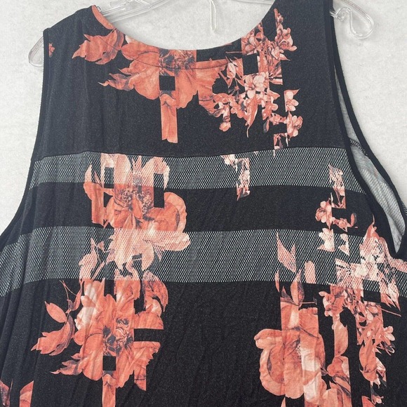 Women’s Plus Size 2X Premise Studio Black & Pink Floral Long Tunic Tank Top - Picture 11 of 16